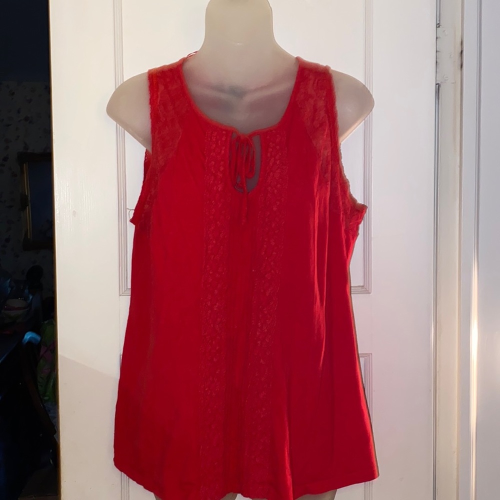 Red sleeveless top